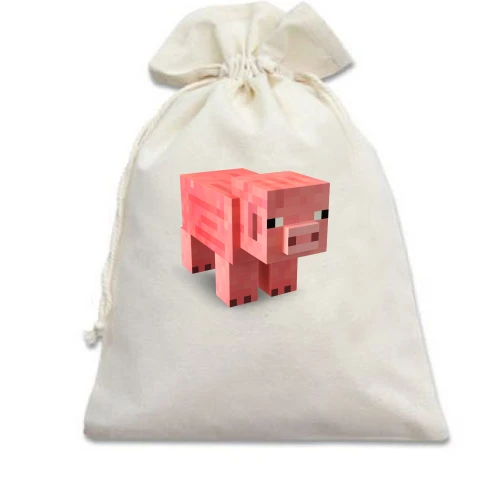 Подарочный мешочек, Белый, Minecraft Pig