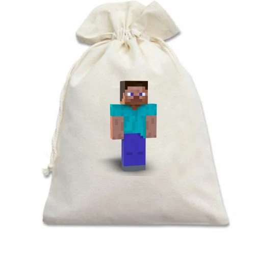 Подарочный мешочек, Белый, Minecraft Стив (2)