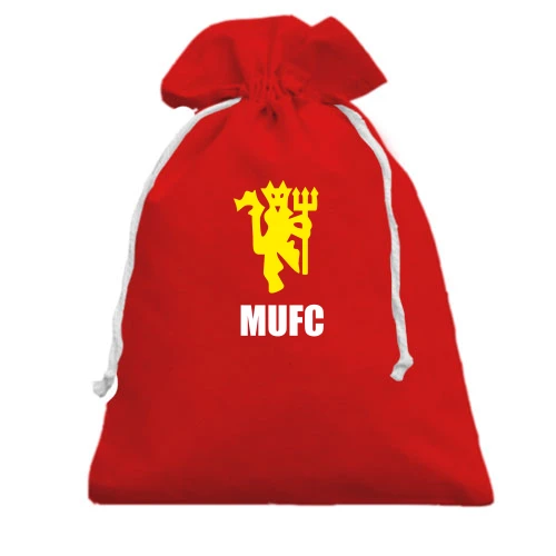 Подарунковий мішечок із жовтим дияволом та написом «MUFC»