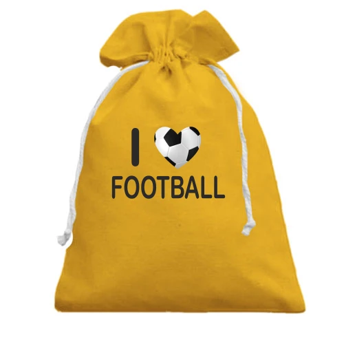Подарунковий мішечок із написом «I FOOTBALL» та серцем у вигляді футбольного м'яча