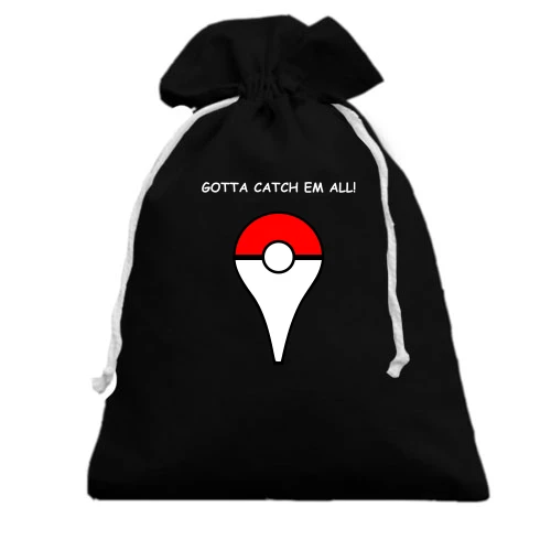 Подарочный мешочек, черный, Gotta catch em all