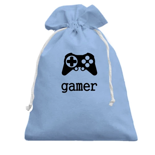Подарочный мешочек, Голубой, Gamer с джойстиком
