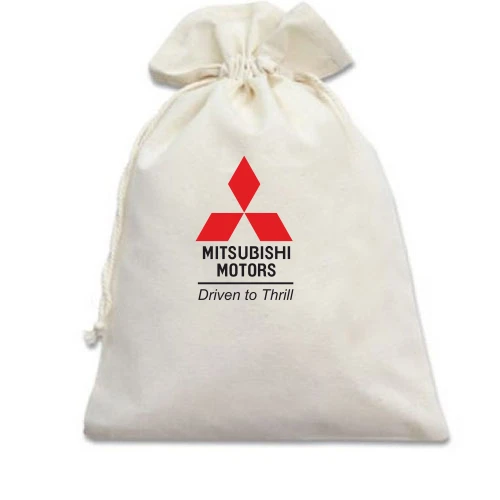 Подарочный мешочек, белый, с лого Mitsubishi Motors