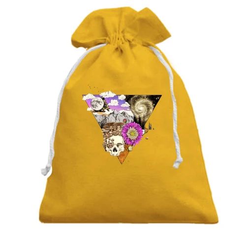 Подарочный мешочек, Желтый, Triangle Skull
