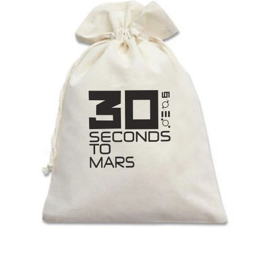 Подарочный мешочек, Голубой, с цифрой 30 и глифами 30 Seconds to Mars