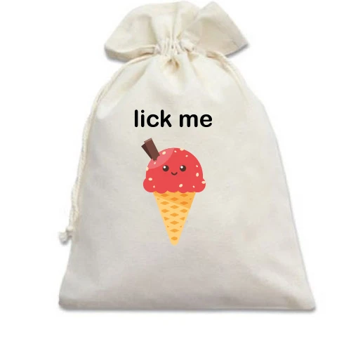 Подарочный мешочек, Белый, Lick me