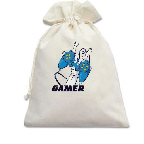 Подарочный мешочек, Белый, Gamer с джойстиком (2)