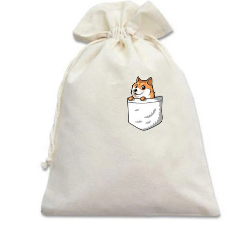 Подарочный мешочек с мемом wow doge в кармане