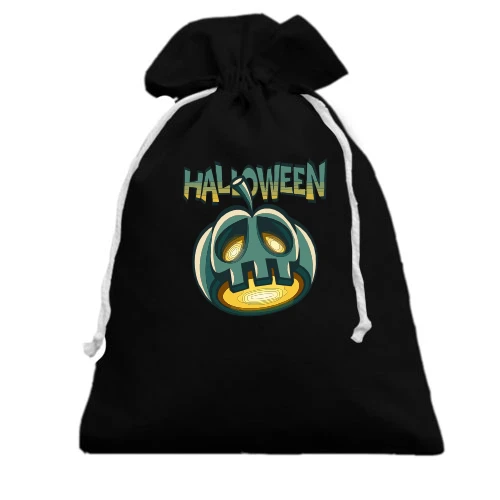 Подарочный мешочек, Черный, Halloween Серая Тыква