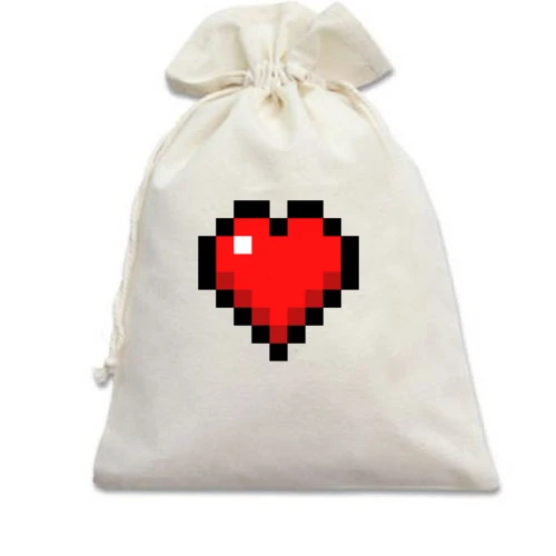 Подарочный мешочек, Белый, Minecraft heart