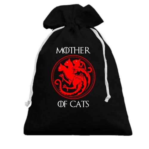Подарочный мешочек, черный, Mother Of Cats - Game of Thrones