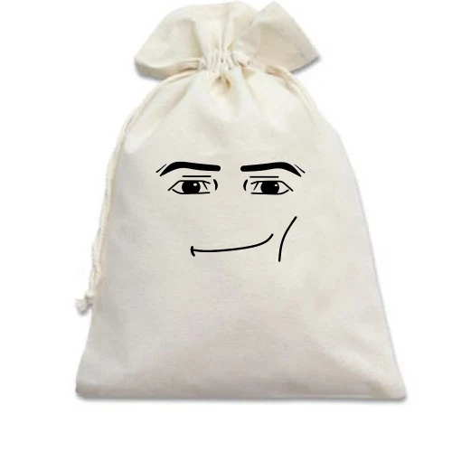 Подарочный мешочек, Белый, Roblox - Gigachad face