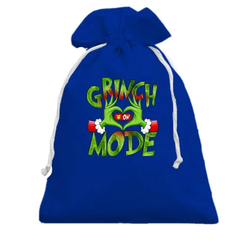 Подарунковий мішечок, блакитний, Grinch Mode On