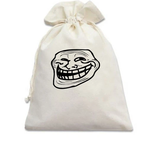 Подарочный мешочек, белый, Trollface