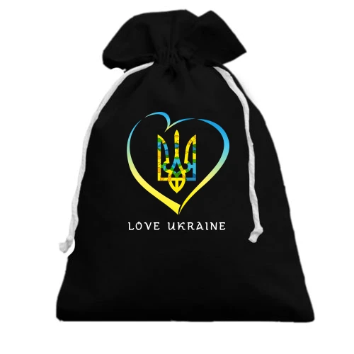 Подарочный мешочек, Черный, Love Ukraine