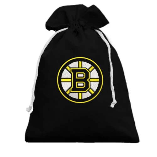 Подарочный мешочек, черный, с лого Boston Bruins