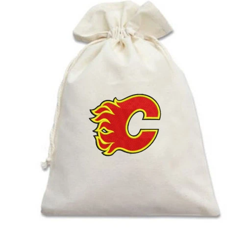 Подарочный мешочек, белый, Calgary Flames с вышитой эмблемой