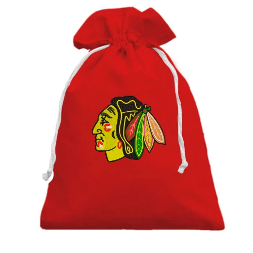 Подарочный мешочек, красный, с вышитым логотипом Chicago Blackhawks