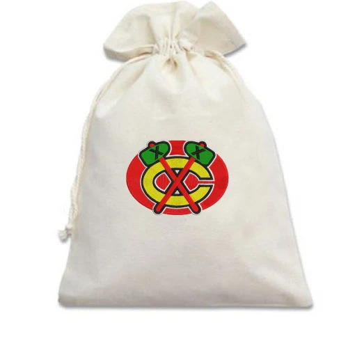 Подарочный мешочек, белый, с вышитыми томагавками Chicago Blackhawks