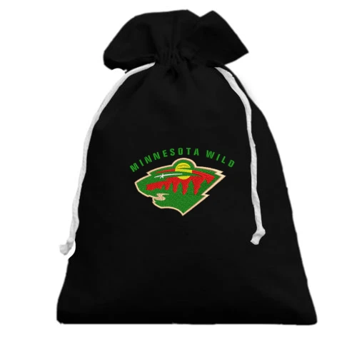 Подарочный мешочек, черный, с вышитой эмблемой Minnesota Wild