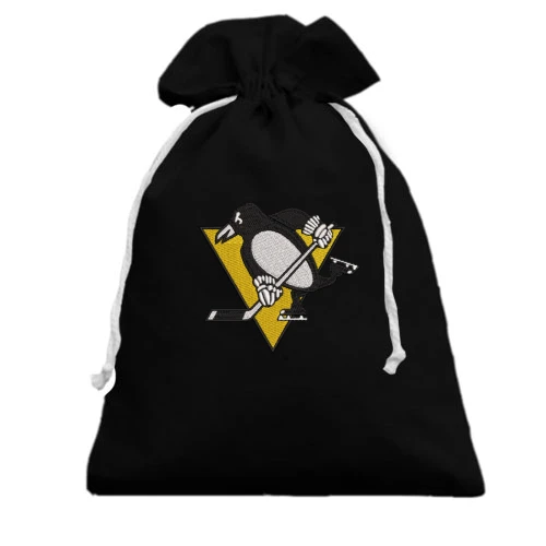 Подарочный мешочек, черный, Pittsburgh Penguins с вышитой эмблемой
