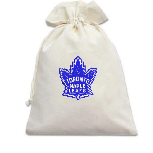 Подарочный мешочек, белый, с вышитой эмблемой Toronto Maple Leafs