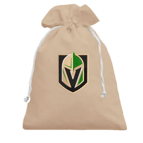 Подарочный мешочек, белый, с вышитой эмблемой Vegas Golden Knights