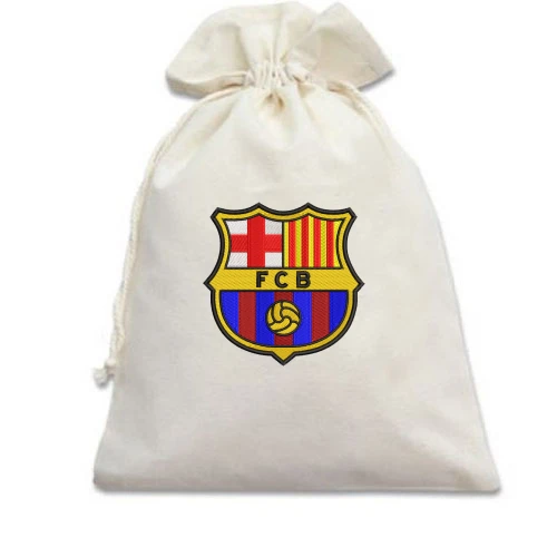 Подарочный мешочек, белый, FC Barcelona