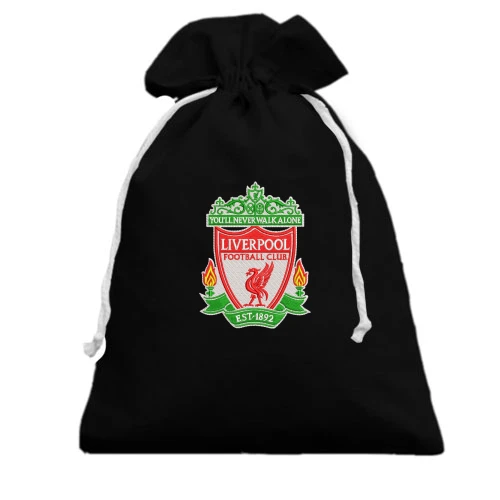 Подарочный мешочек, черный, с вышитой эмблемой Liverpool