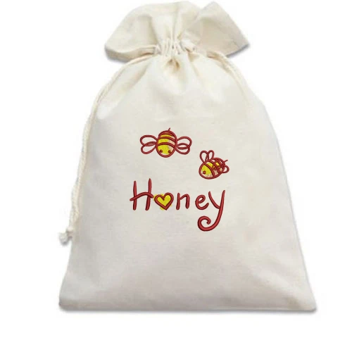 Подарунковий мішечок, білий, з бджолами Honey