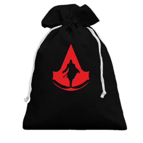 Подарочный мешочек, Черный, Assassins Creed (контур)