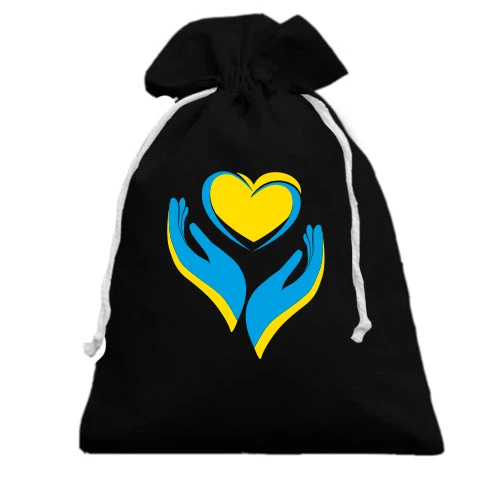 Подарунковий мішечок, чорний, Ukraine heart