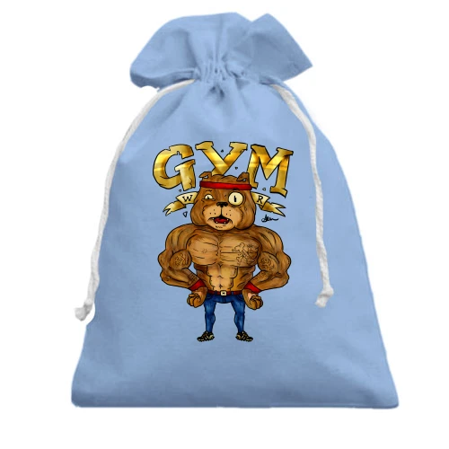 Подарочный мешочек, Голубой, Gym с бульдогом (мульт)