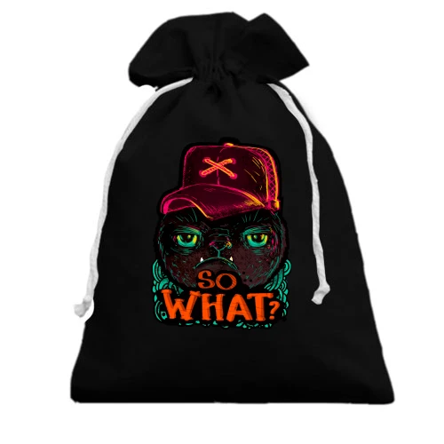 Подарочный мешочек с котом So what?