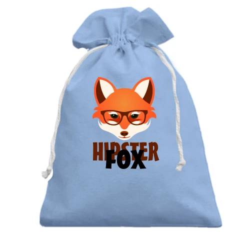 Подарунковий мішечок, блакитний, з лисицею Hipster Fox