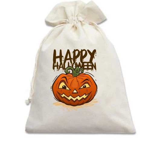 Подарочный мешочек, Голубой, с надписью Happy Halloween