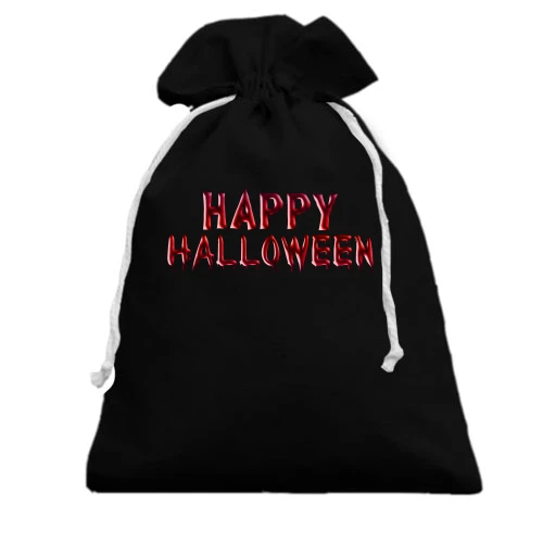 Подарочный мешочек, Черный, с кровавой надписью Happy Halloween