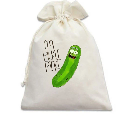 Подарунковий мішечок, білий, I'm pickle Rick!