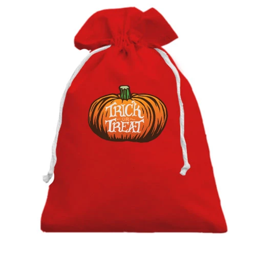 Подарунковий мішечок, Червоний, з гарбузом Trick or Treat