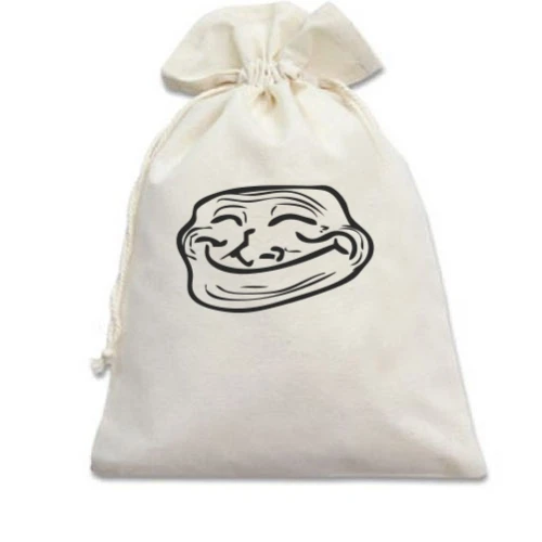 Подарочный мешочек Троллфэйс довольный (Trollface Happy))