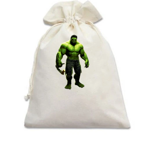 Подарочный мешочек, Белый, с Халком (Hulk)