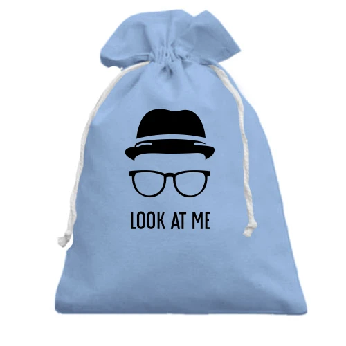 Подарунковий мішечок, Білий, з капелюхом і окулярами Look at me