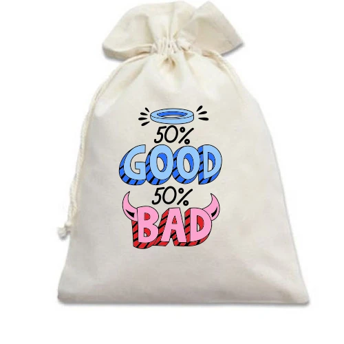 Подарунковий мішечок, Блакитний, на 50% good 50% bad