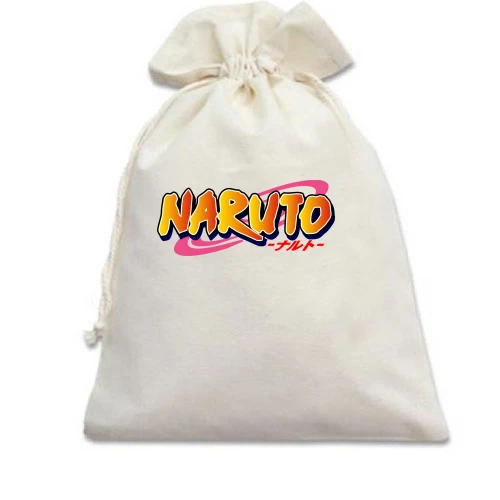 Подарочный мешочек, Белый, с лого Naruto