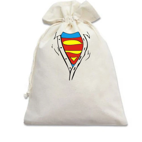 Подарочный мешочек с расстегнутой рубашкой Superman