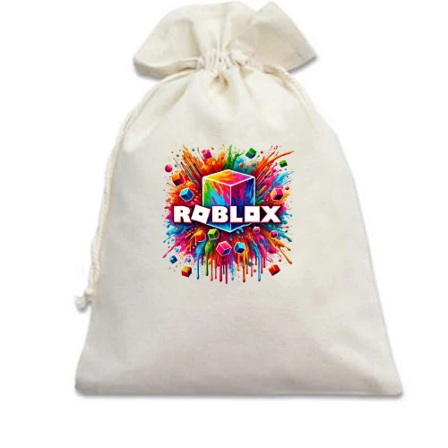 Подарочный мешочек с логотипом «ROBLOX» и взрывом разноцветных красок