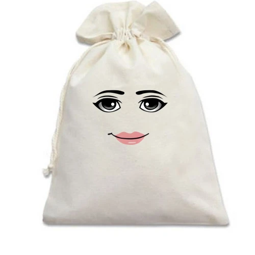 Подарочный мешочек с изображением лица персонажа Woman Face из игры Roblox