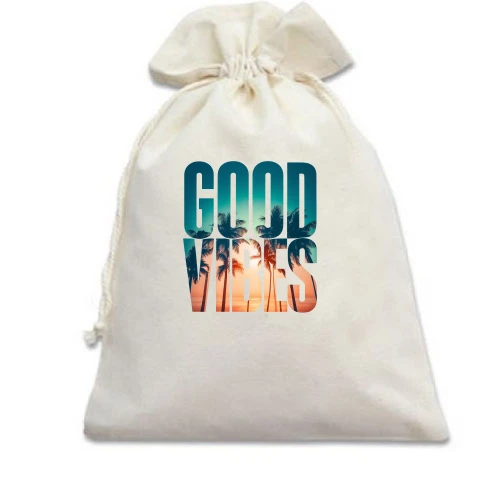 Подарунковий мішечок, білий, Good Vibes (2)