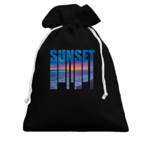Подарочный мешочек, Черный, SUNSET с закатом внутри букв