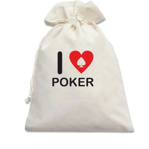 Подарочный мешочек, Черный, I love Poker